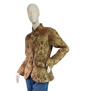 Prairie Underground Spencer Jacket Tapestry Brocade in Gold Rust $190 Size Small